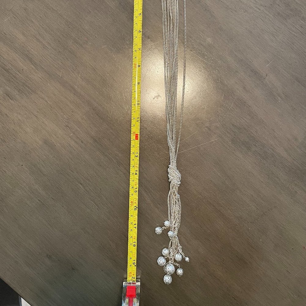 Long silver necklace